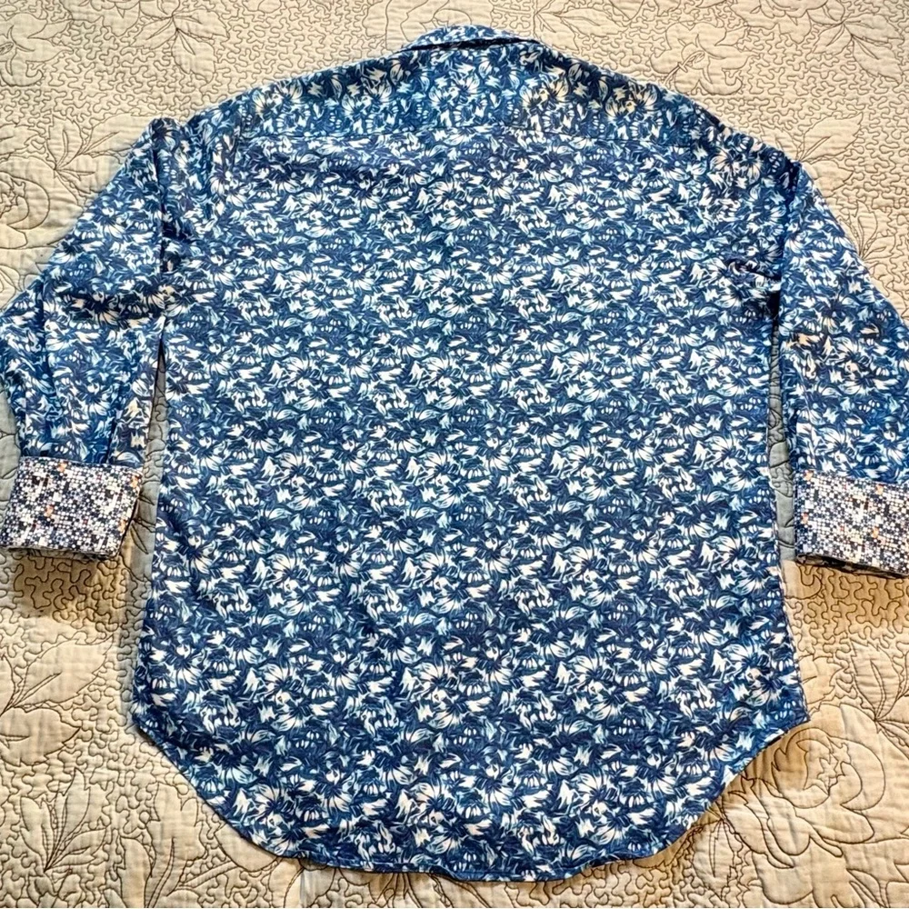 Robert Graham Banbury Flip Cuff 100% Cotton Floral Button Up Shirt Sz M🧡